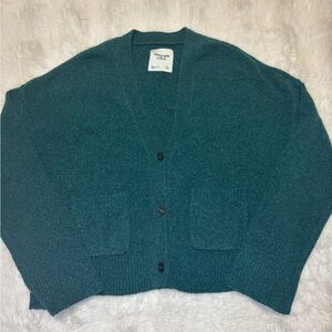 Abercrombie & Fitch Men's Green Cardigan Sweater